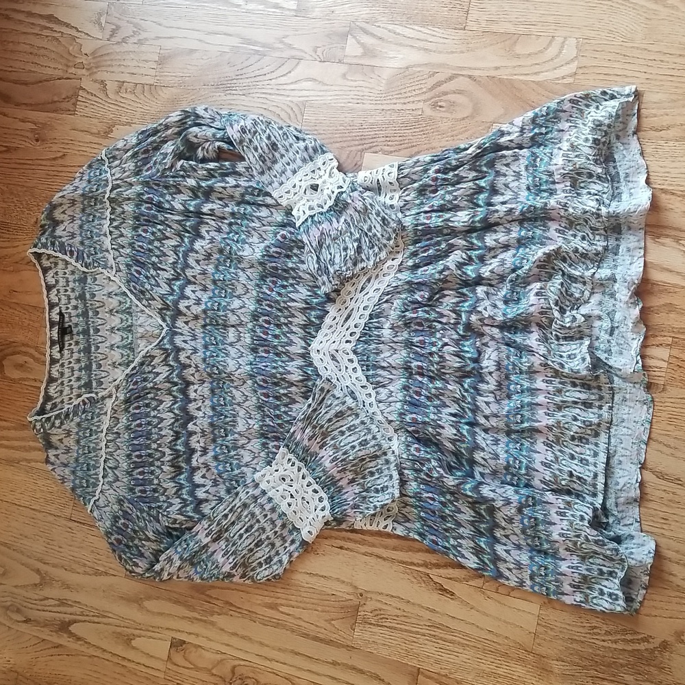 (L) Victoria's Secret Crochet Bohemian Colorful Hippie Swim Coverup Beach Resort